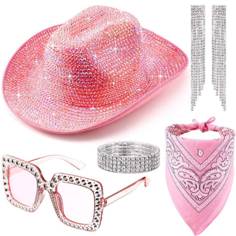 3365 5 Set Cowgirl Hat For Bling Rhinestone Cowboy Sunglasses
